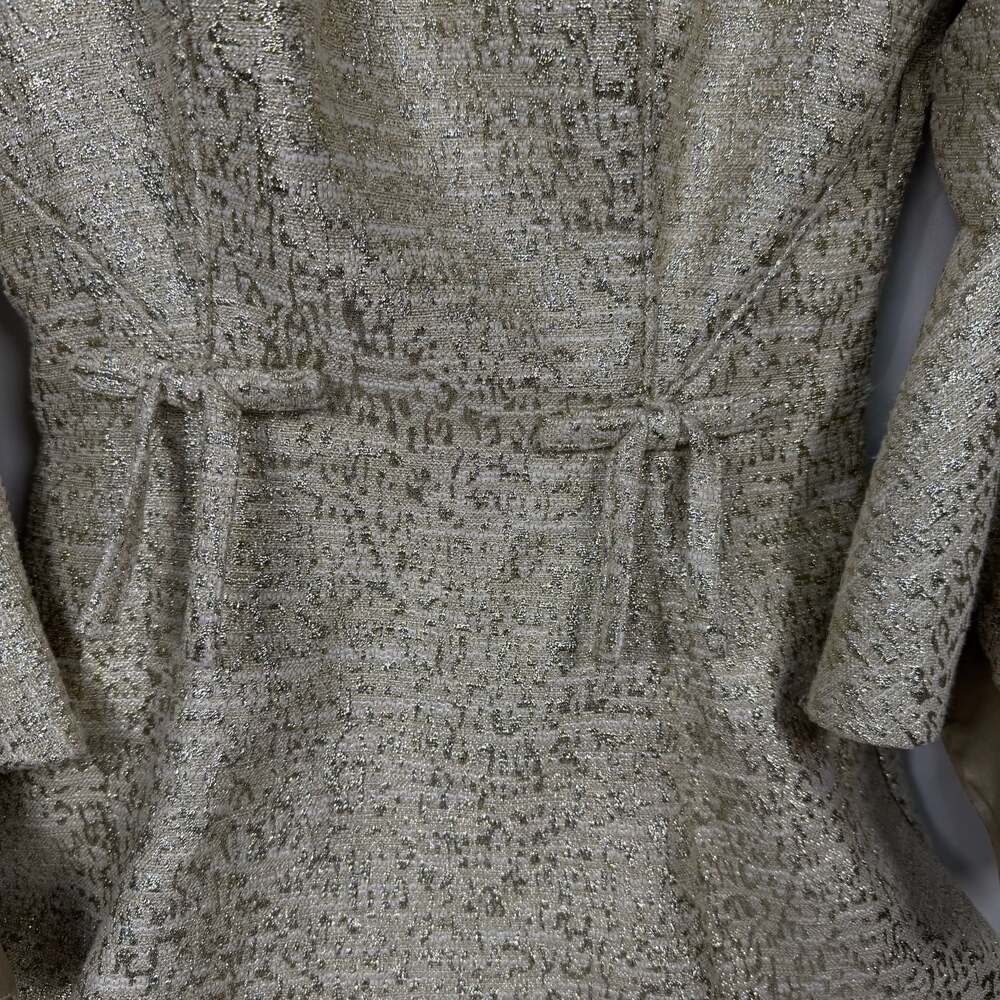Belle Badgley Mischka Gold Metallic Bell Sleeve Jacquard Mini Dress - Picture 3 of 11